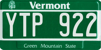 VT license plate YTP922