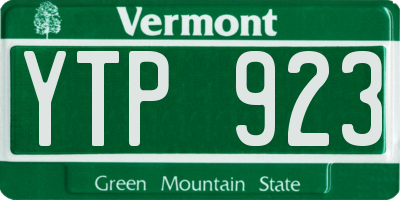 VT license plate YTP923