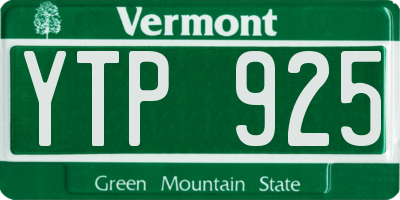 VT license plate YTP925