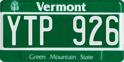 VT license plate YTP926