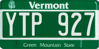 VT license plate YTP927