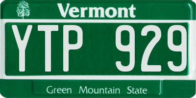 VT license plate YTP929