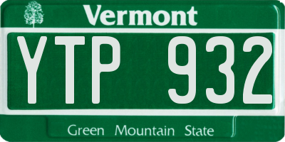 VT license plate YTP932