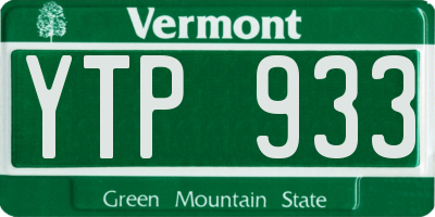 VT license plate YTP933