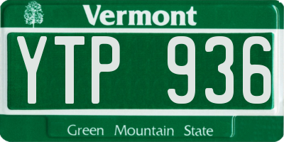 VT license plate YTP936