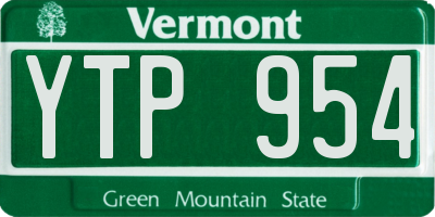 VT license plate YTP954