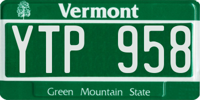 VT license plate YTP958