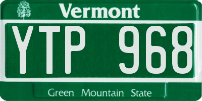 VT license plate YTP968