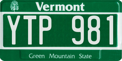 VT license plate YTP981