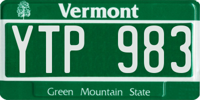 VT license plate YTP983