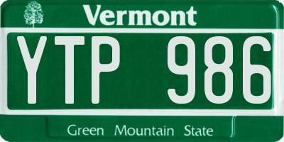 VT license plate YTP986