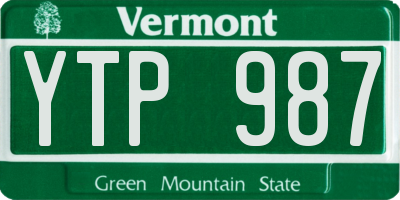 VT license plate YTP987