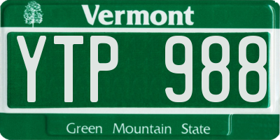 VT license plate YTP988