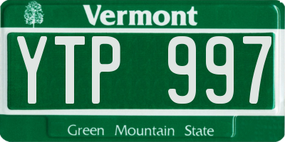 VT license plate YTP997