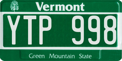 VT license plate YTP998