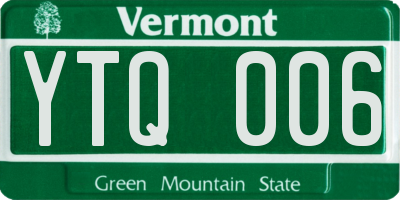 VT license plate YTQ006