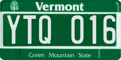 VT license plate YTQ016