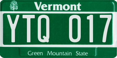 VT license plate YTQ017