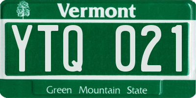 VT license plate YTQ021