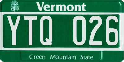 VT license plate YTQ026