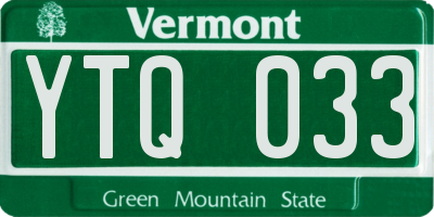 VT license plate YTQ033