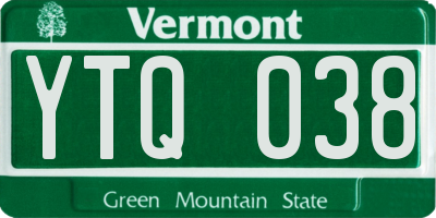 VT license plate YTQ038