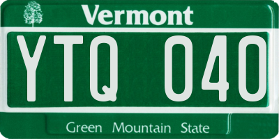 VT license plate YTQ040
