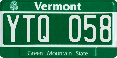 VT license plate YTQ058