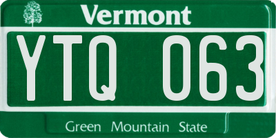 VT license plate YTQ063