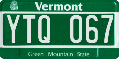 VT license plate YTQ067