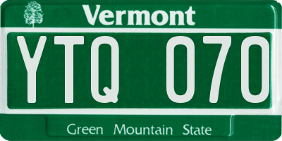 VT license plate YTQ070