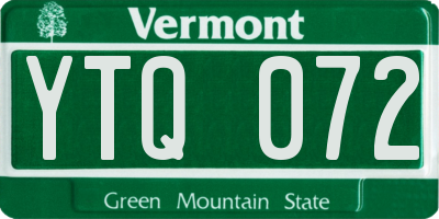 VT license plate YTQ072