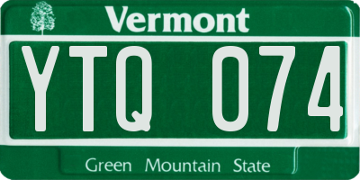 VT license plate YTQ074