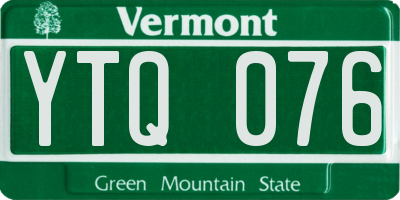 VT license plate YTQ076