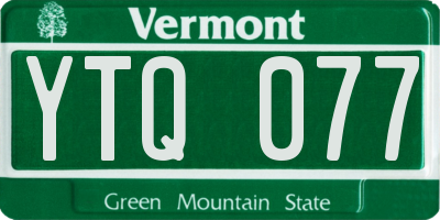 VT license plate YTQ077