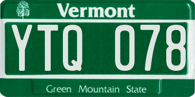 VT license plate YTQ078