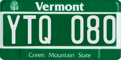 VT license plate YTQ080