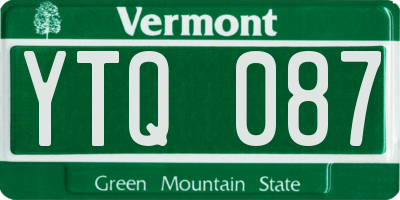 VT license plate YTQ087