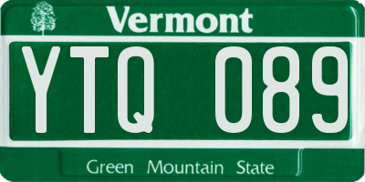 VT license plate YTQ089