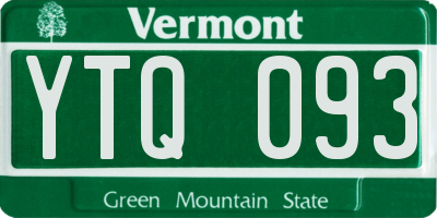 VT license plate YTQ093