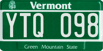 VT license plate YTQ098