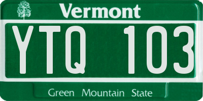 VT license plate YTQ103