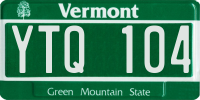 VT license plate YTQ104