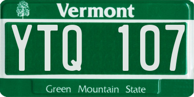 VT license plate YTQ107