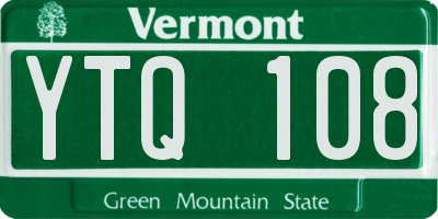 VT license plate YTQ108