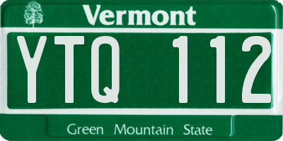 VT license plate YTQ112