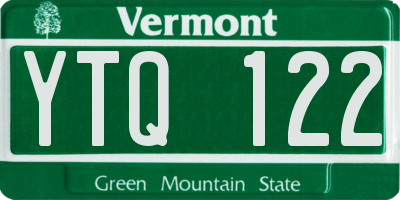 VT license plate YTQ122