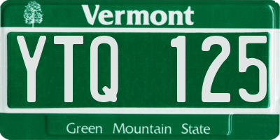 VT license plate YTQ125