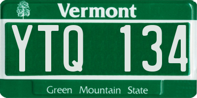 VT license plate YTQ134