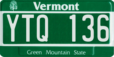 VT license plate YTQ136